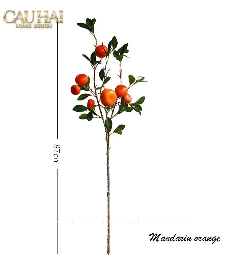Tết Couture - Set 2 Cành Quả Quýt Tangerines Ember/Amber-Hoa Lụa-CẬU HAI HOME DECOR-CẬU HAI HOME DECOR