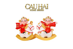Tết Couture - Set 2 Tượng Thần Tài Song Hoàng Kỳ-CẬU HAI HOME DECOR