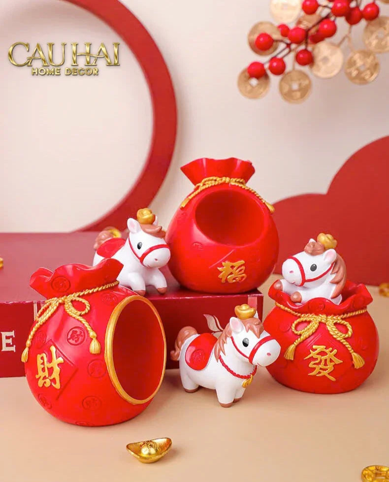 Tết Couture - Set 4 Tượng Ngựa Tứ Hỷ Silhouette du Bonheur Cheval-CẬU HAI HOME DECOR