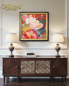 Tết Couture - Tranh Canvas Uv Gen5 Flora De Fortune Peony Prosperity 108x108-CẬU HAI HOME DECOR