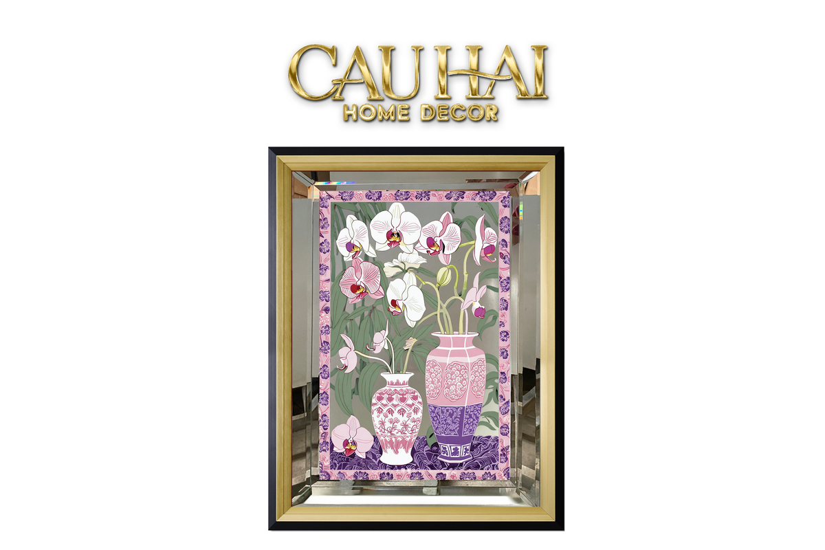 Tết Couture - Tranh Gương UV Gen5 Flora De Fortune Violet Orchidée 108x108-TRANH TREO TƯỜNG-CẬU HAI HOME DECOR-CẬU HAI HOME DECOR