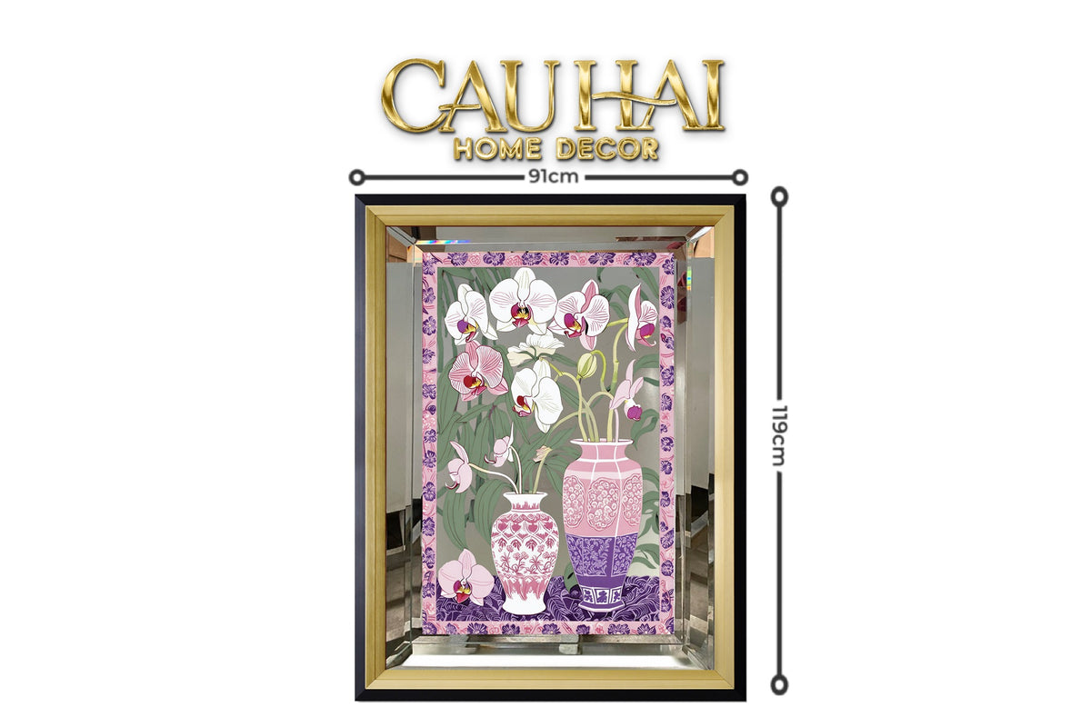 Tết Couture - Tranh Gương UV Gen5 Flora De Fortune Violet Orchidée 108x108-TRANH TREO TƯỜNG-CẬU HAI HOME DECOR-CẬU HAI HOME DECOR