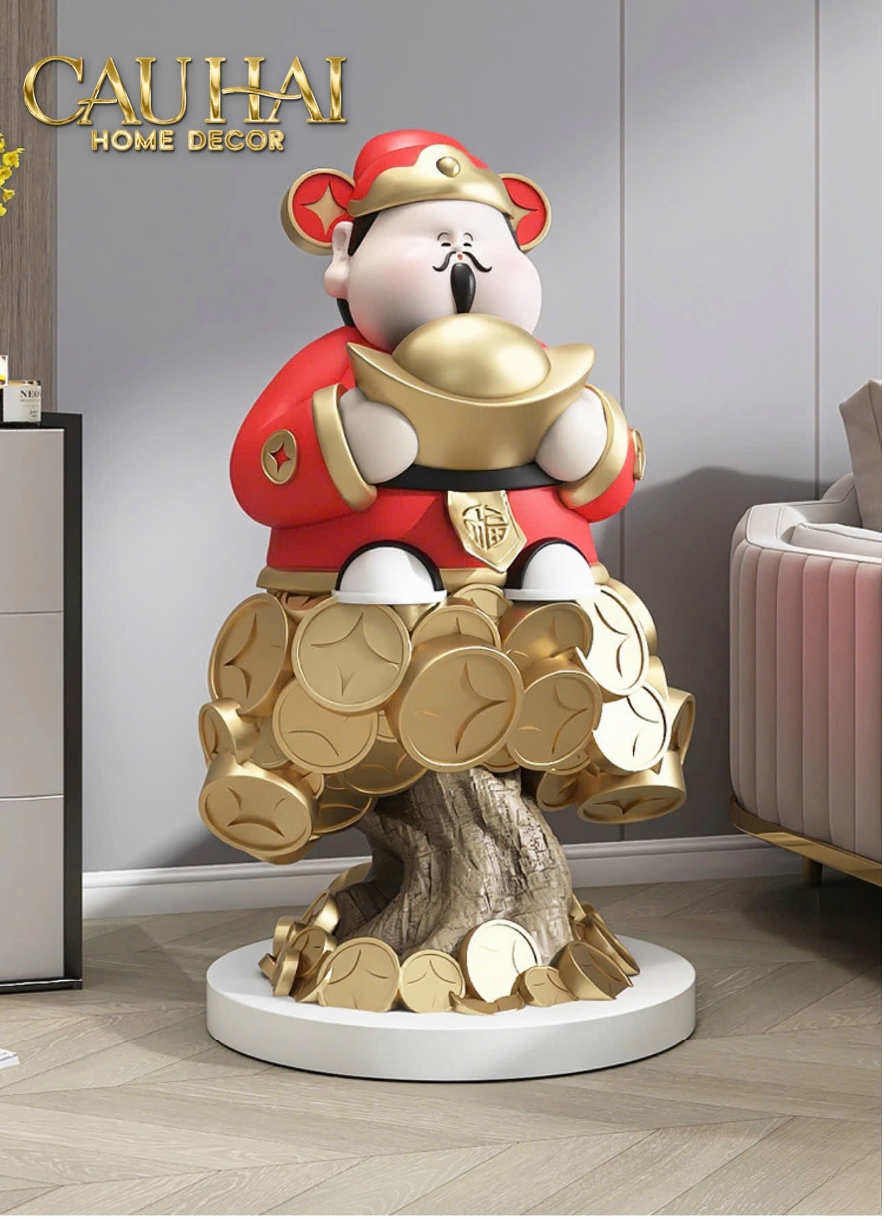 Tết Couture - Tượng Đại Thần Tài Kim Nguyên Bảo H76 - CẬU HAI HOME DECOR