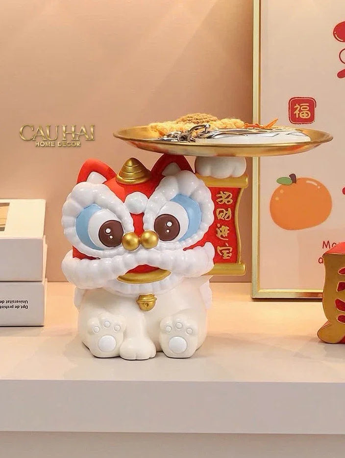 Tết Couture - Tượng Kim Lân Phúc Mãn Đường Guardian Lion Key Figurines-CẬU HAI HOME DECOR