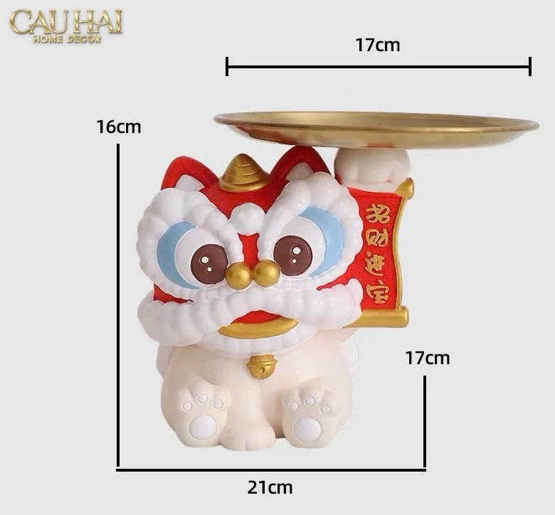 Tết Couture - Tượng Kim Lân Phúc Mãn Đường Guardian Lion Key Figurines-CẬU HAI HOME DECOR