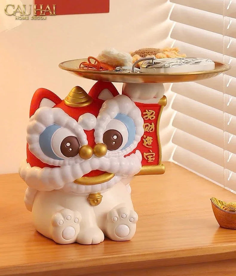 Tết Couture - Tượng Kim Lân Phúc Mãn Đường Guardian Lion Key Figurines-CẬU HAI HOME DECOR