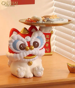Tết Couture - Tượng Kim Lân Phúc Mãn Đường Guardian Lion Key Figurines-CẬU HAI HOME DECOR