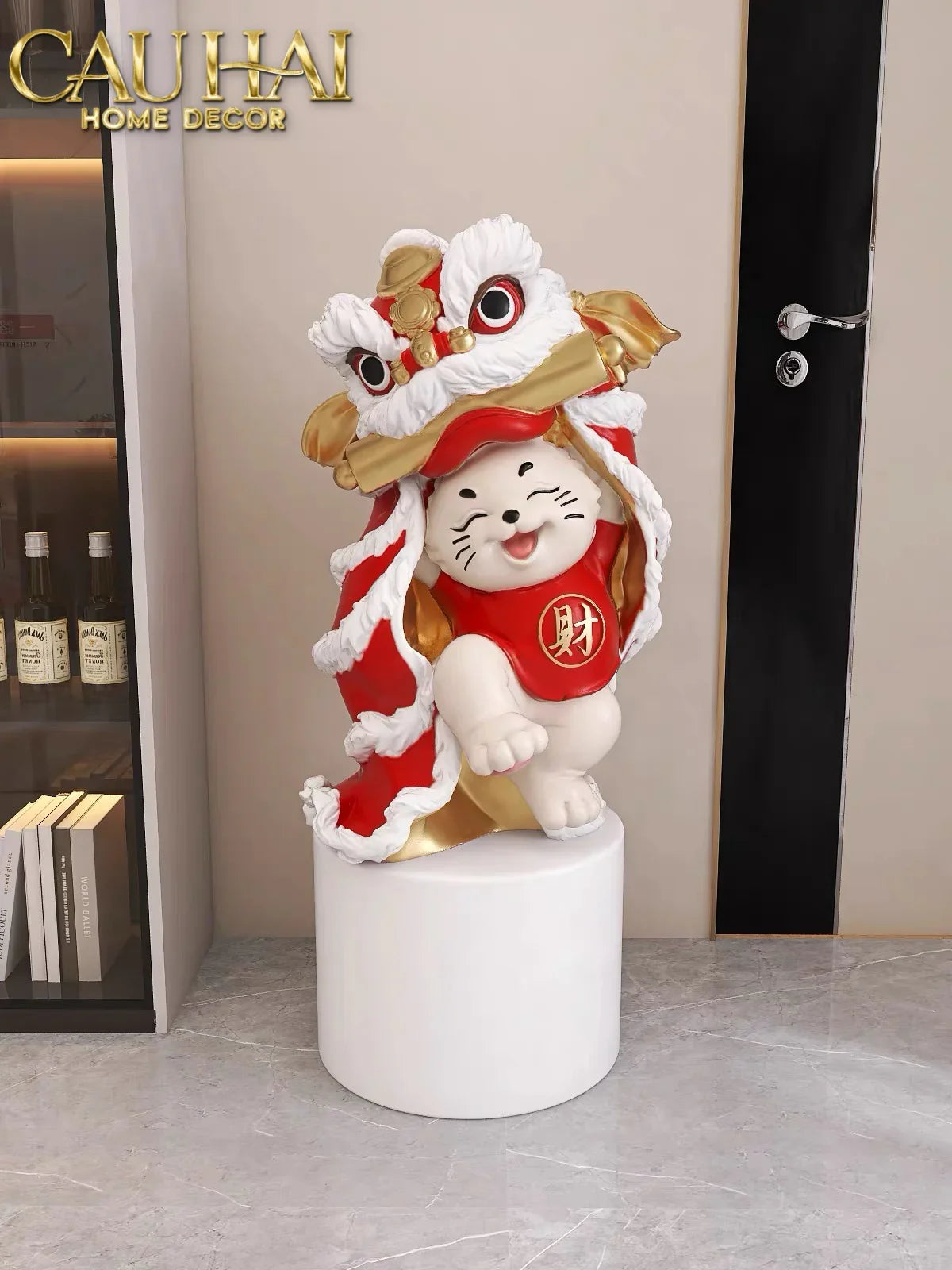 Tết Couture - Tượng Mèo Tam Kim Lân H75-CẬU HAI HOME DECOR
