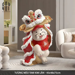 Tết Couture - Tượng Mèo Tam Kim Lân H75-CẬU HAI HOME DECOR