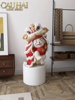 Tết Couture - Tượng Mèo Tam Kim Lân H75-CẬU HAI HOME DECOR