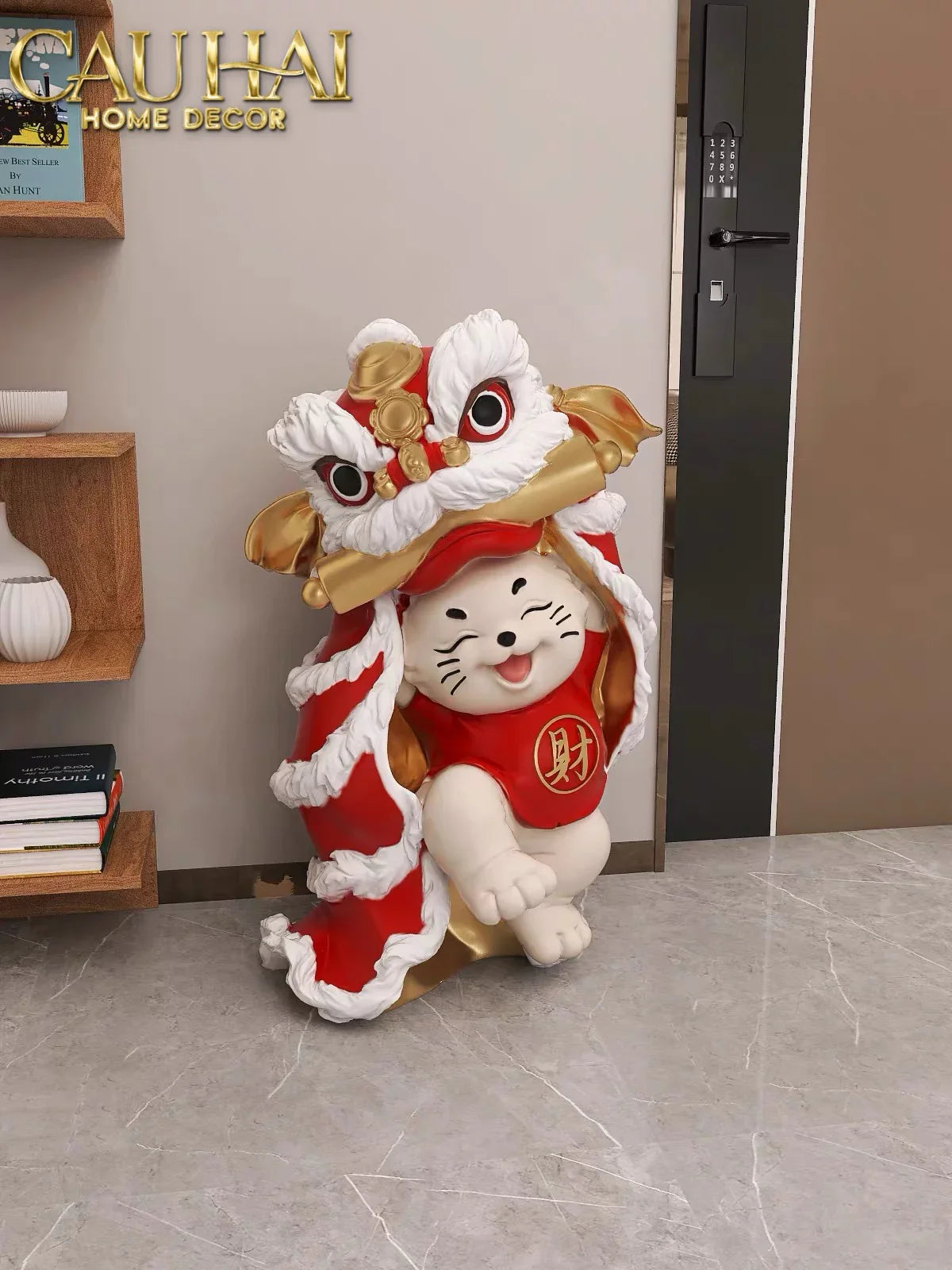 Tết Couture - Tượng Mèo Tam Kim Lân H75-CẬU HAI HOME DECOR