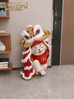 Tết Couture - Tượng Mèo Tam Kim Lân H75-CẬU HAI HOME DECOR