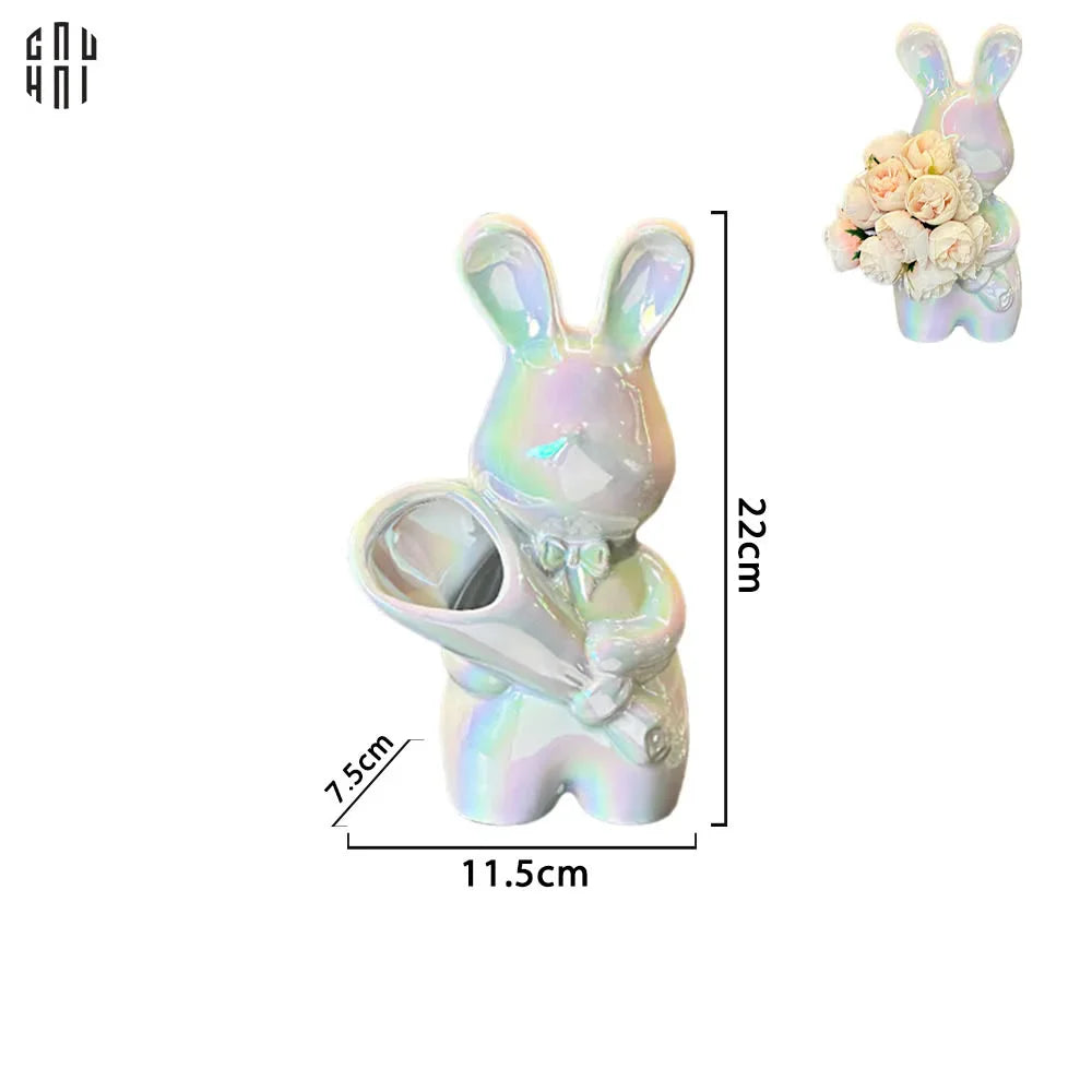 Tết Couture - Tượng Romantic Lapin Floral Embrace - CẬU HAI HOME DECOR