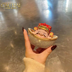 Tết Couture - Tượng Thần Tài Prosperity Embrace Car Bobblehead Figurine-CẬU HAI HOME DECOR