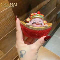 Tết Couture - Tượng Thần Tài Prosperity Embrace Car Bobblehead Figurine-CẬU HAI HOME DECOR