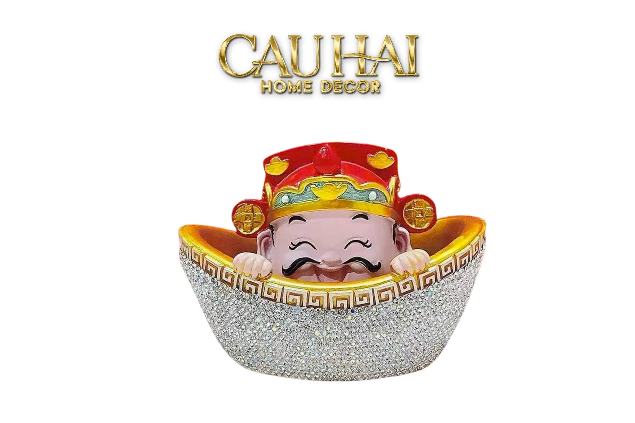 Tết Couture - Tượng Thần Tài Prosperity Embrace Car Bobblehead Figurine-CẬU HAI HOME DECOR