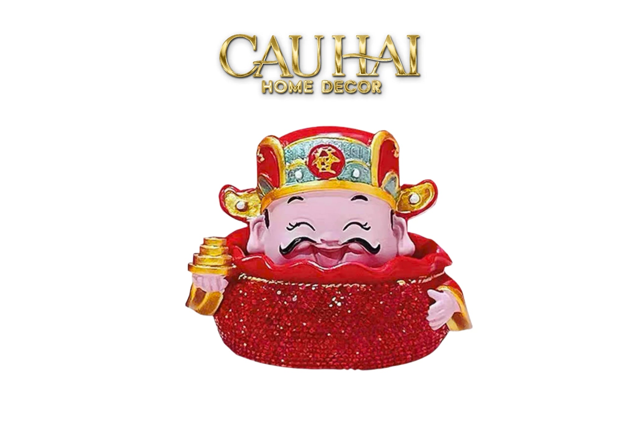 Tết Couture - Tượng Thần Tài Prosperity Embrace Car Bobblehead Figurine-CẬU HAI HOME DECOR