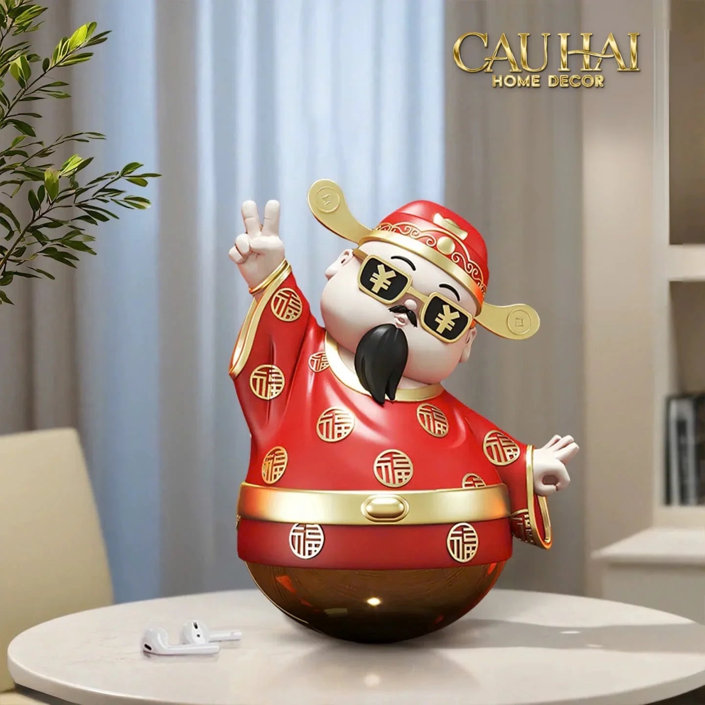 Tết Couture - Tượng Thần Tài "Say Hi" Hello Fortune Roly-Poly-CẬU HAI HOME DECOR