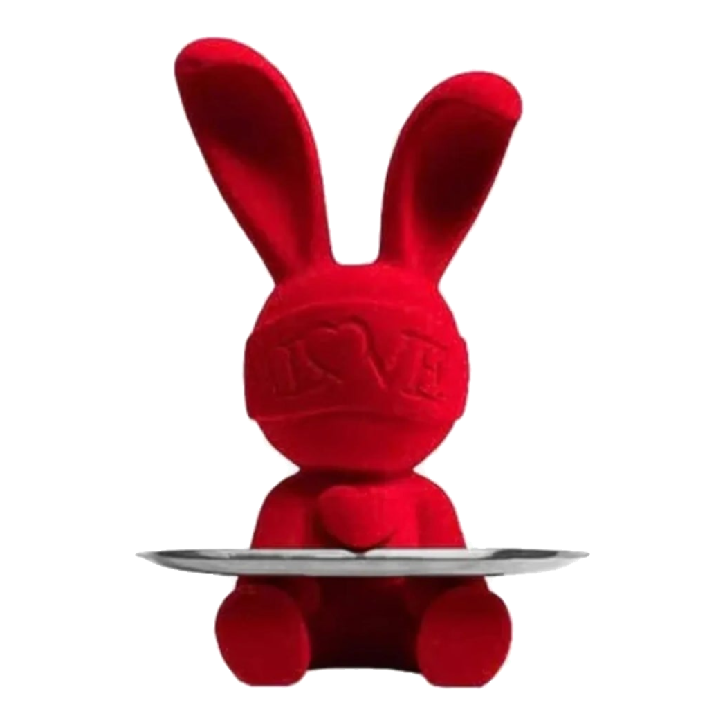 Tượng Thỏ Figurine Red Velvet Bunny Lapin Welcome Home H33-TƯỢNG TRANG TRÍ-Đối tác tại Trung Quốc theo từng đơn đặt hàng-CẬU HAI HOME DECOR