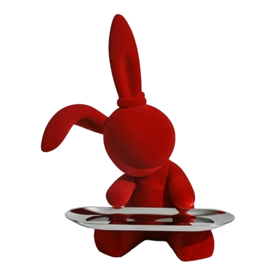 Tượng Thỏ Figurine Rouge Velour Joli Lapin H30-TƯỢNG TRANG TRÍ-Đối tác tại Trung Quốc theo từng đơn đặt hàng-CẬU HAI HOME DECOR