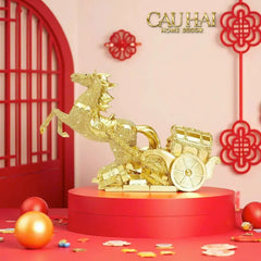 Tết Couture - Tượng Xe Ngựa Đính Kim Cương Kim Nguyên Bảo Gift Box-CẬU HAI HOME DECOR