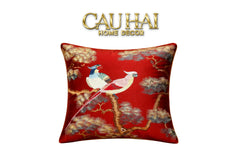 Tết Couture - Vỏ Gối Lụa Thêu Kim /Hỷ Song Thuỵ Nghinh Tân 45-CẬU HAI HOME DECOR