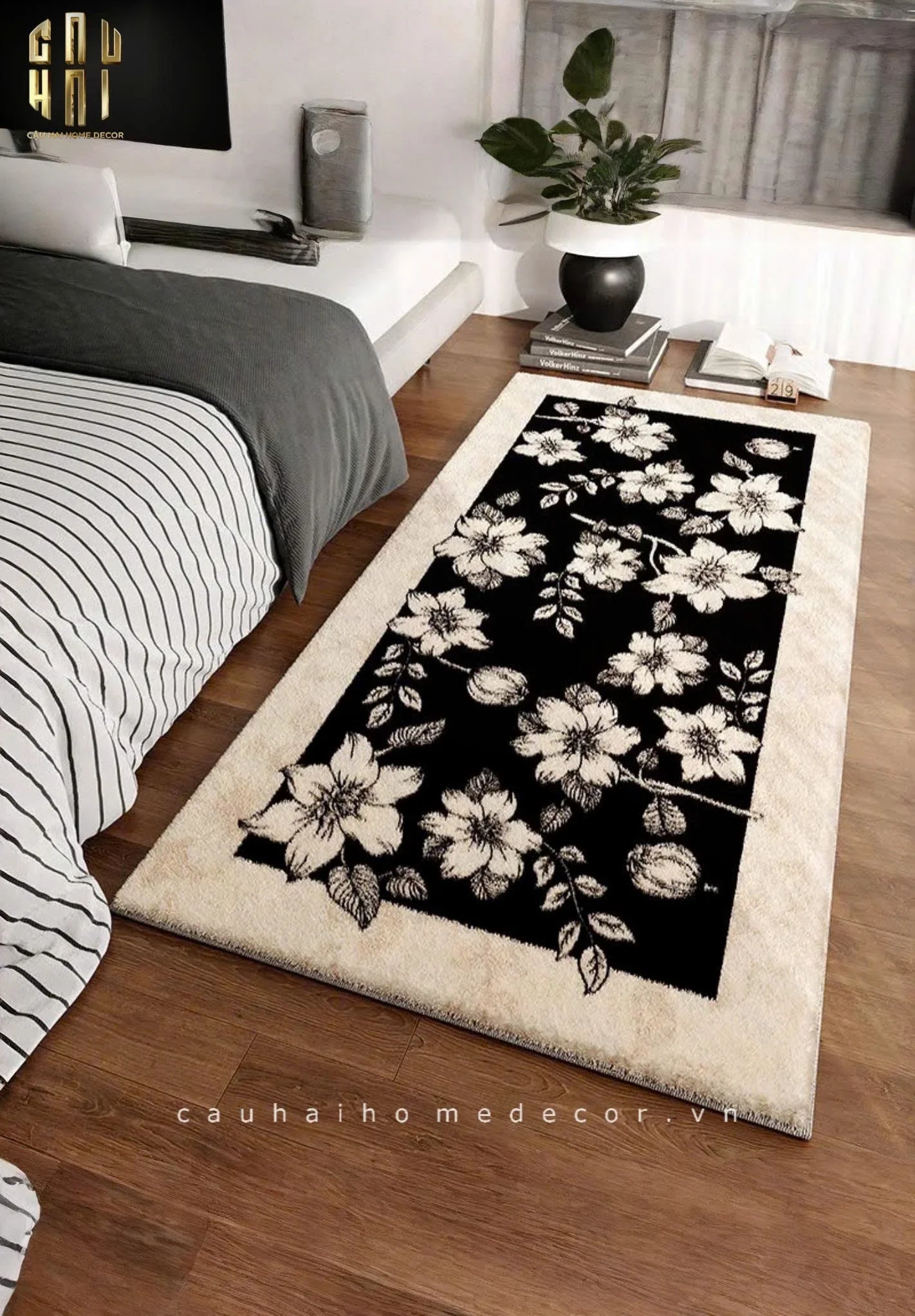 THẢM BED DỆT KIM 60X160 NOCTURNE FLORALE - CẬU HAI HOME DECOR