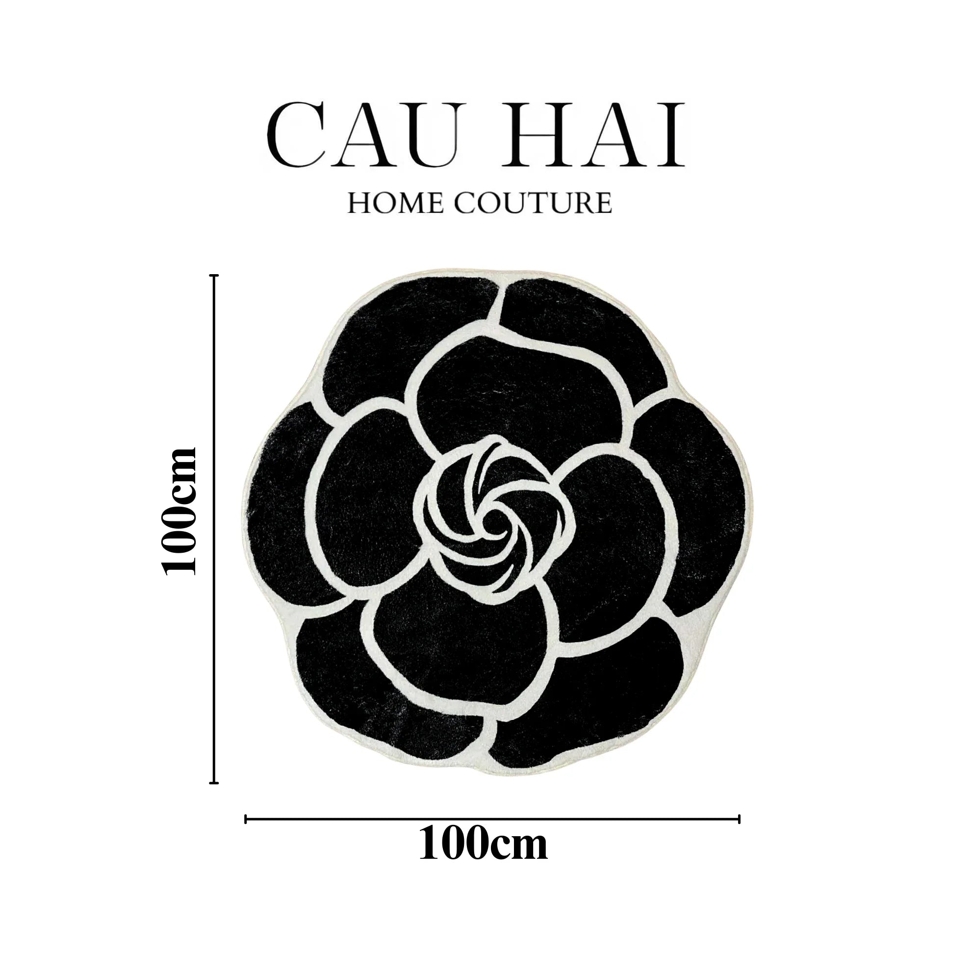 THẢM BED DỆT KIM D100 CAMÉLIA NOIR - CẬU HAI HOME DECOR