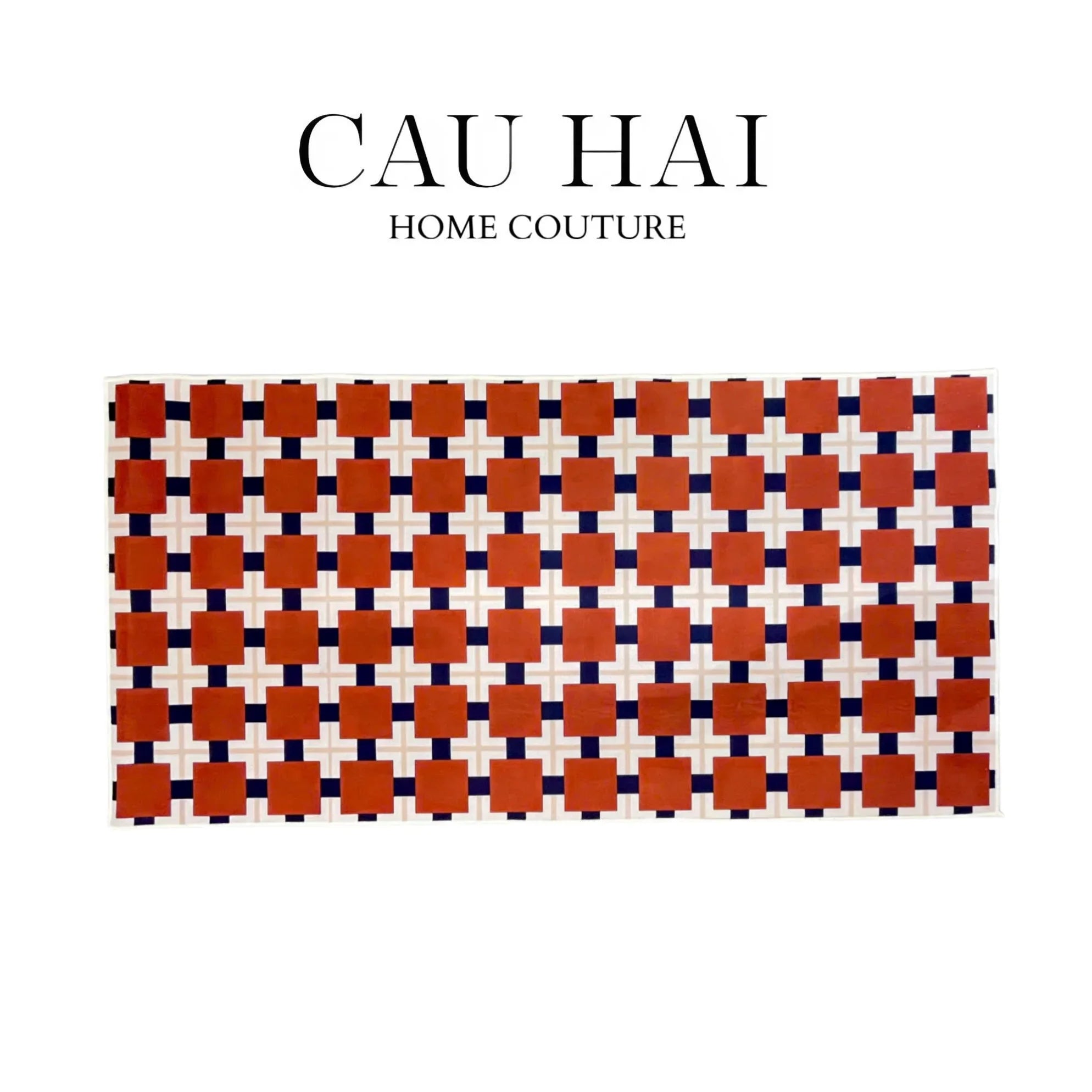 THẢM BED NHUNG BỈ 80X160 BRUN ROYALE GRID - CẬU HAI HOME DECOR