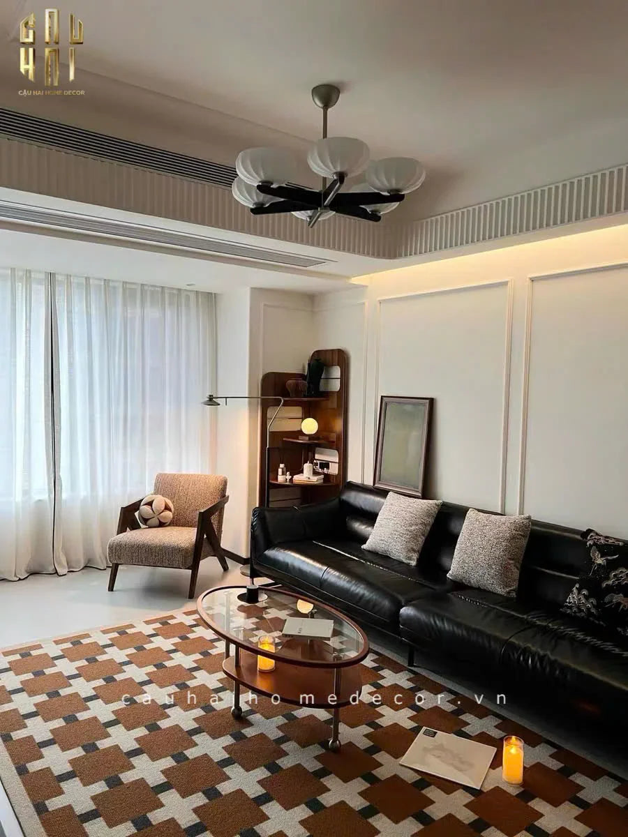 THẢM BED NHUNG BỈ 80X160 BRUN ROYALE GRID - CẬU HAI HOME DECOR