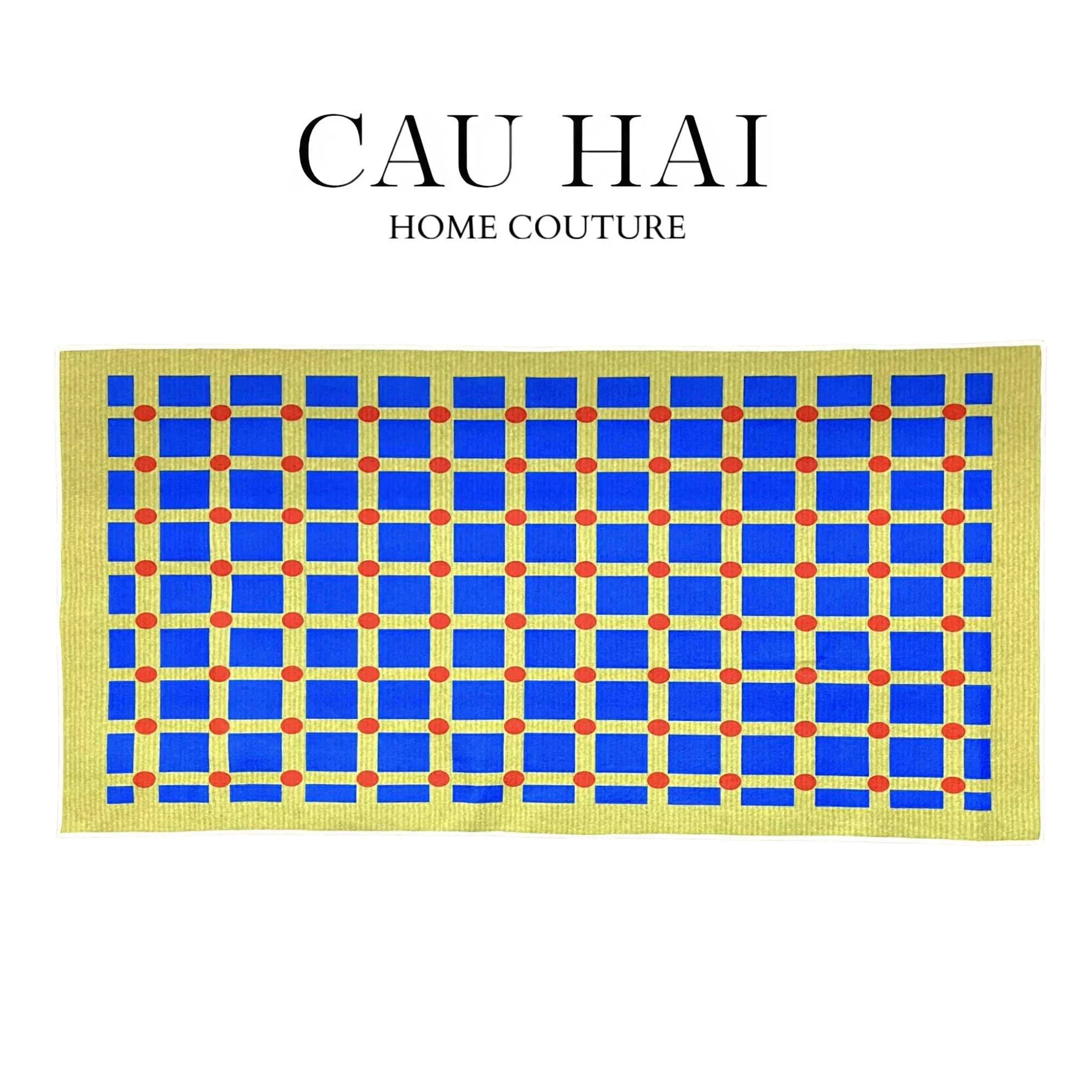 THẢM BED NHUNG BỈ 80X160 MONDRIAN DOTS - CẬU HAI HOME DECOR