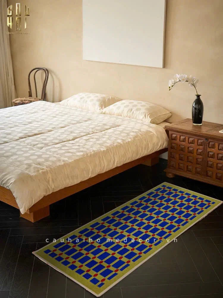 THẢM BED NHUNG BỈ 80X160 MONDRIAN DOTS - CẬU HAI HOME DECOR