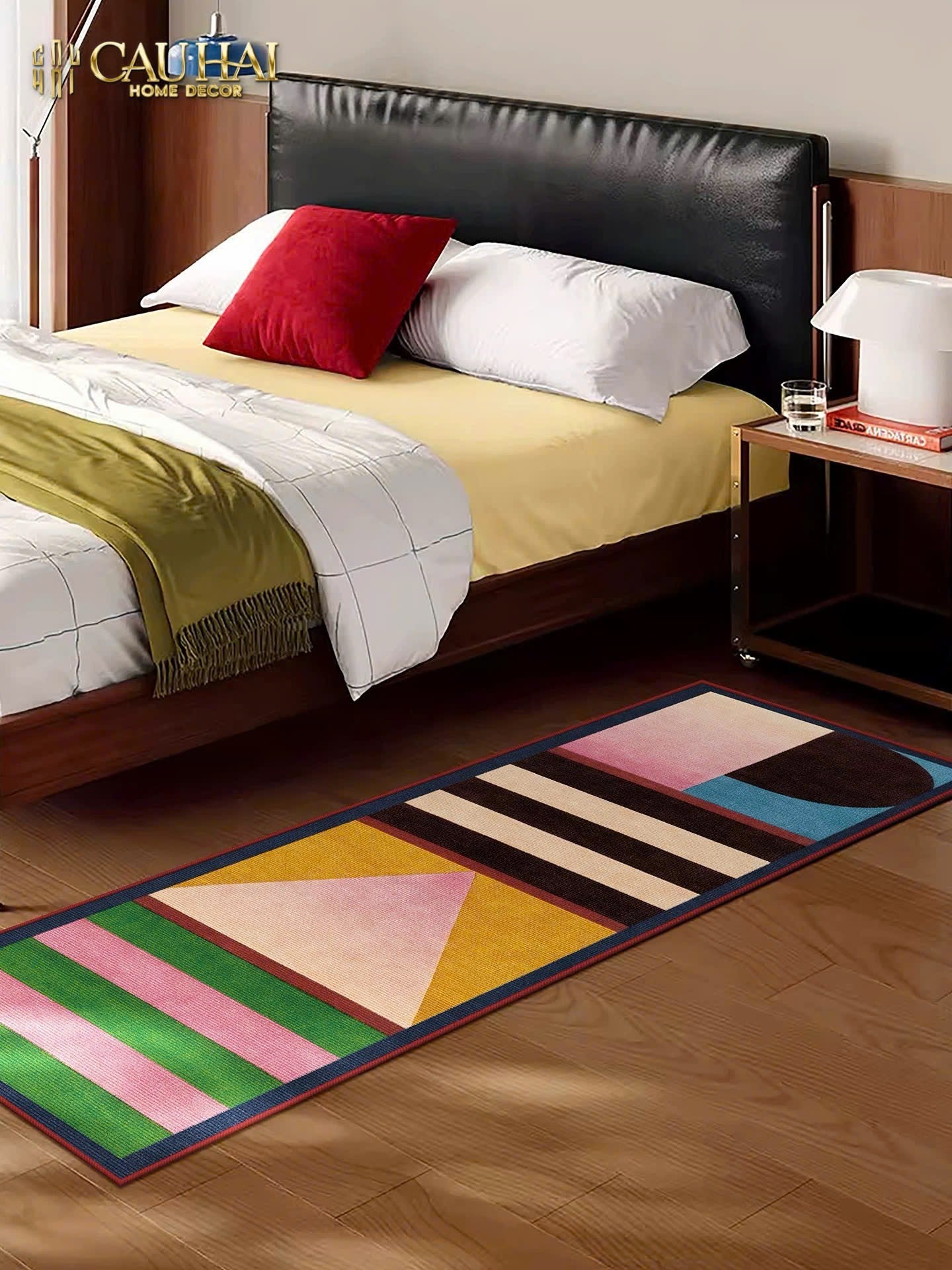 THẢM BED NHUNG BỈ 80x160 - POPART GEOMETRIC - CẬU HAI HOME DECOR