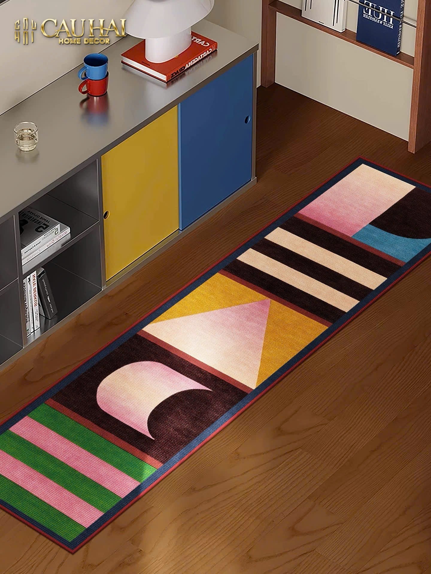 THẢM BED NHUNG BỈ 80x160 - POPART GEOMETRIC - CẬU HAI HOME DECOR