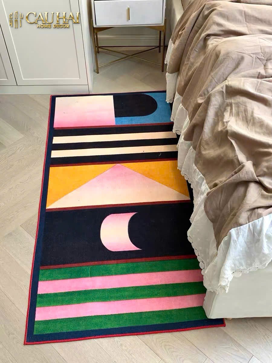 THẢM BED NHUNG BỈ 80x160 - POPART GEOMETRIC - CẬU HAI HOME DECOR