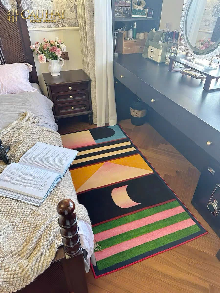 THẢM BED NHUNG BỈ 80x160 - POPART GEOMETRIC - CẬU HAI HOME DECOR
