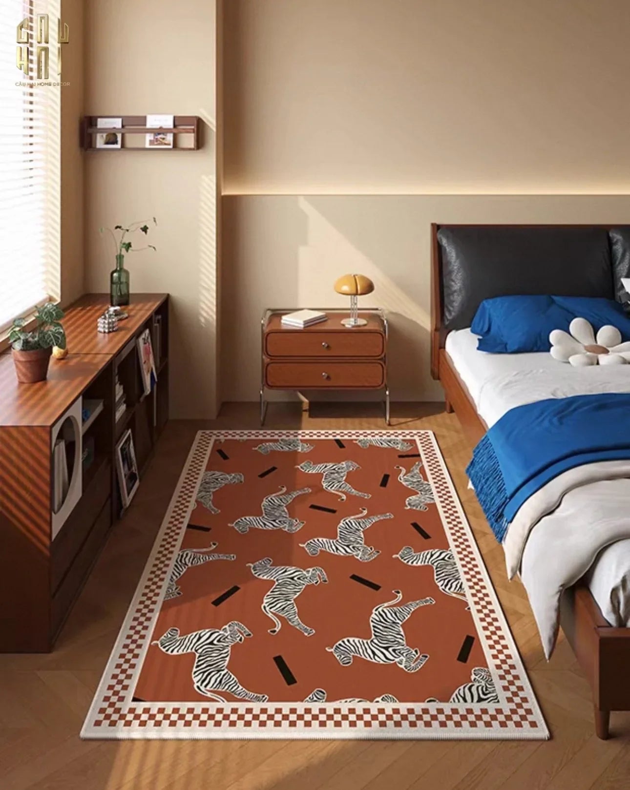 THẢM BED NHUNG BỈ 80X160 - ZEBRA DANCE - SIENNA - CẬU HAI HOME DECOR