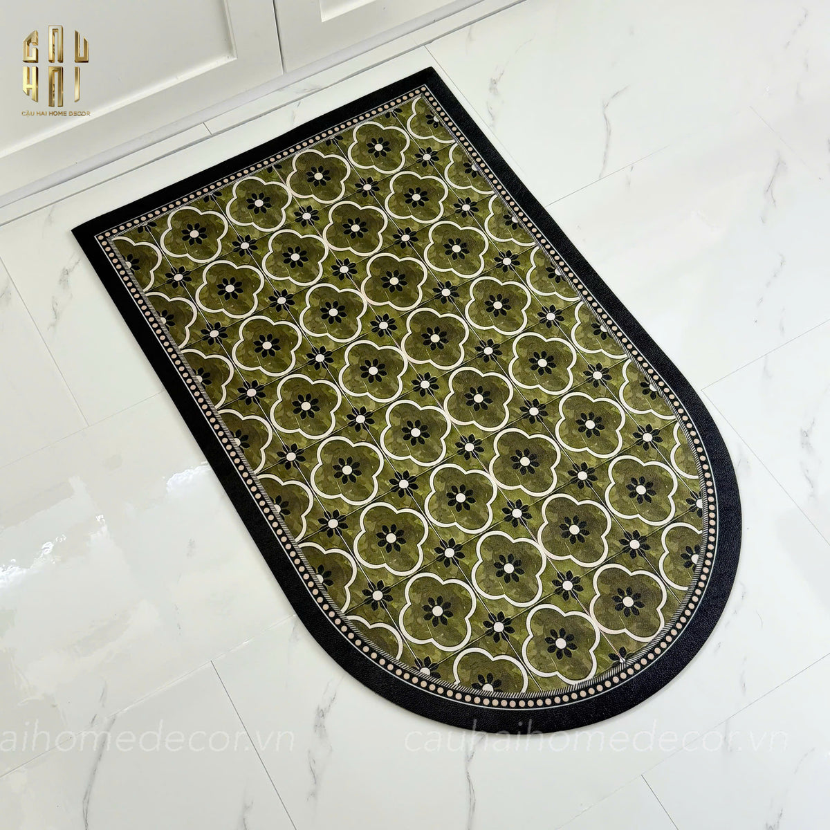 Thảm Bếp Da Micro Nappa Gen8 Longer 45X180 - Olive Green Petals-THẢM BẾP-Đối tác tại Trung Quốc theo từng đơn đặt hàng-CẬU HAI HOME DECOR