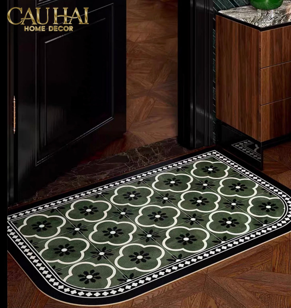 Thảm Bếp Da Micro Nappa Gen8 Longer 45X180 - Olive Green Petals-THẢM BẾP-Đối tác tại Trung Quốc theo từng đơn đặt hàng-CẬU HAI HOME DECOR