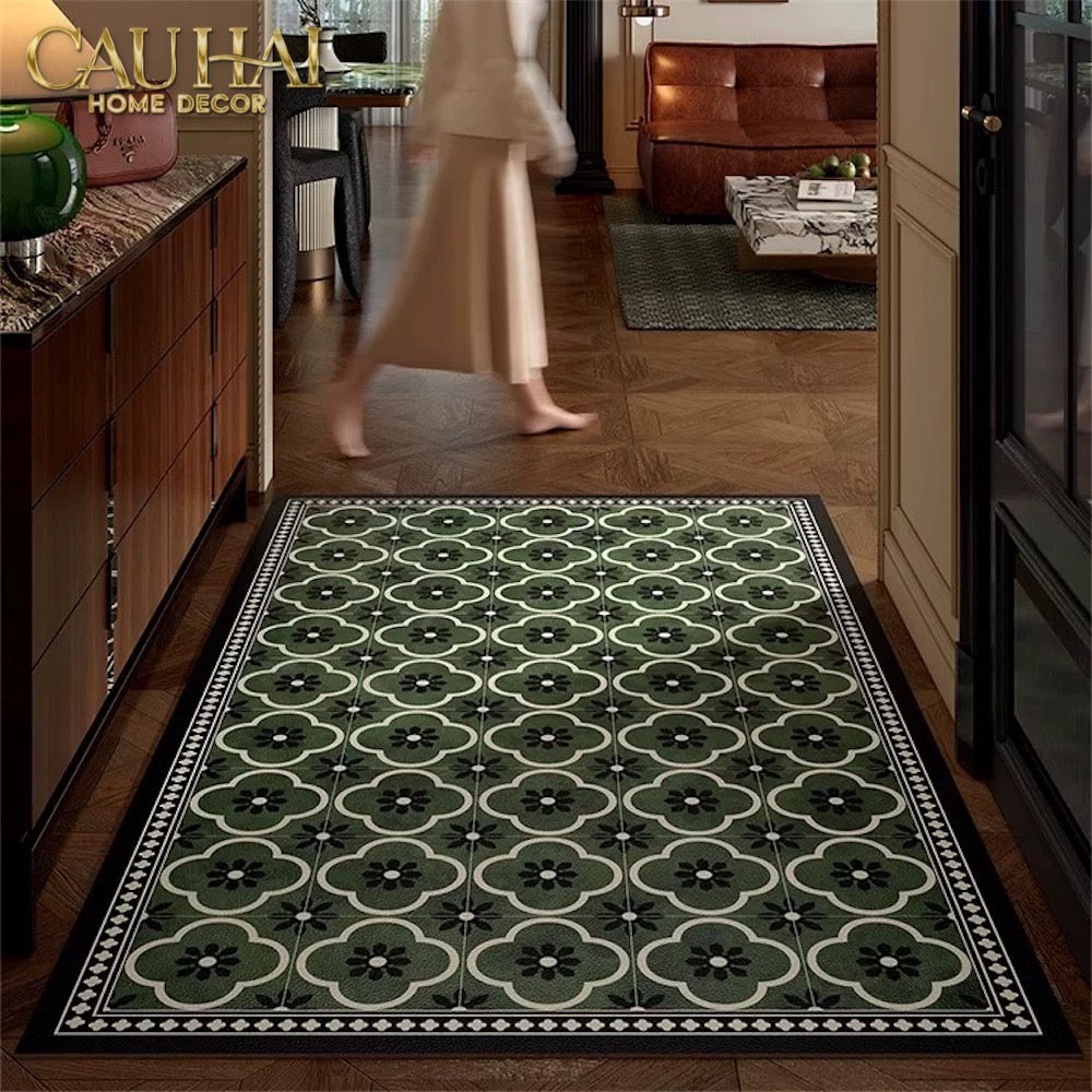 Thảm Bếp Da Micro Nappa Gen8 Longer 45X180 - Olive Green Petals-THẢM BẾP-Đối tác tại Trung Quốc theo từng đơn đặt hàng-CẬU HAI HOME DECOR