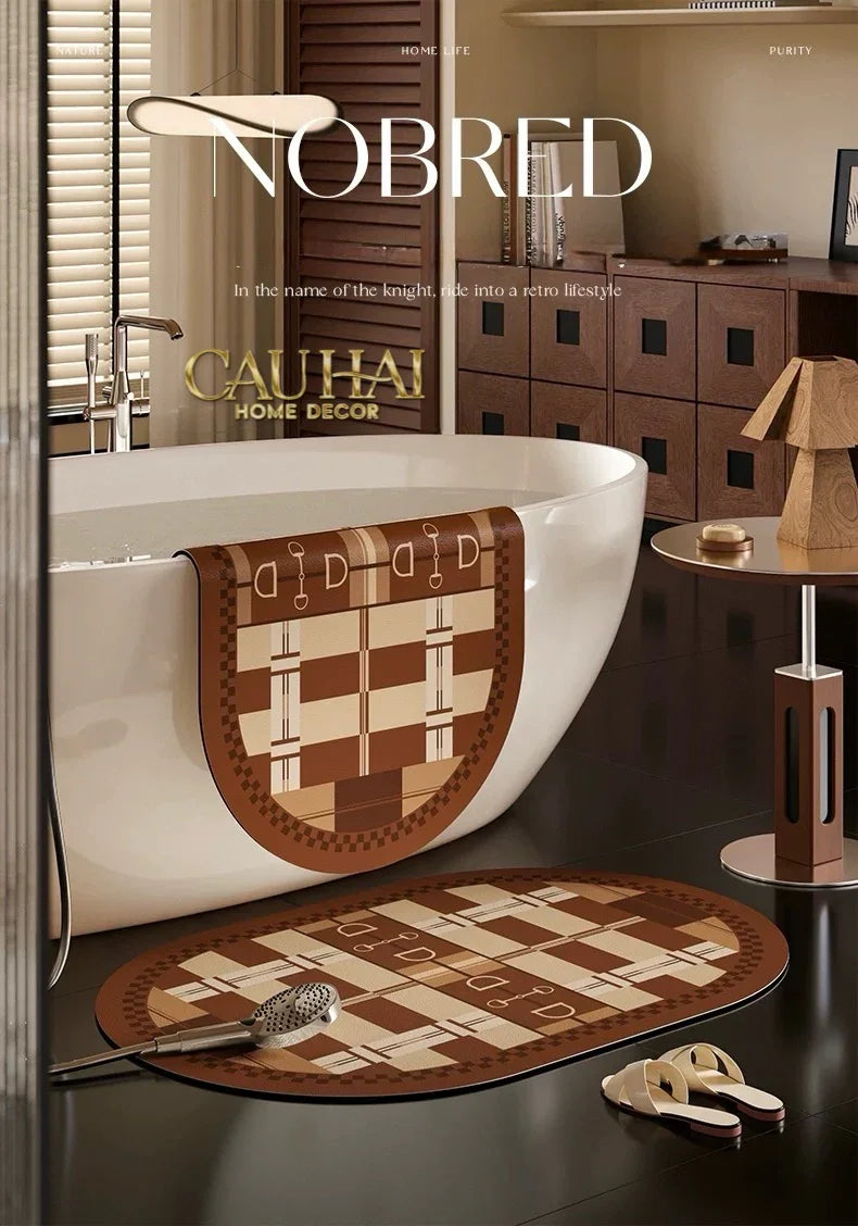 Thảm Cửa / Bathroom Micro-Nappa Gen8 45x90 Étoile Brun Horsebit Signature-CẬU HAI HOME DECOR