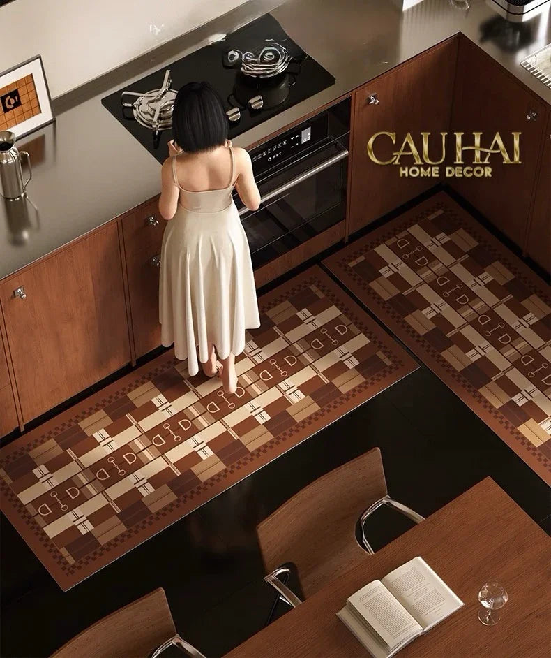Thảm Cửa / Bathroom Micro-Nappa Gen8 45x90 Étoile Brun Horsebit Signature-CẬU HAI HOME DECOR