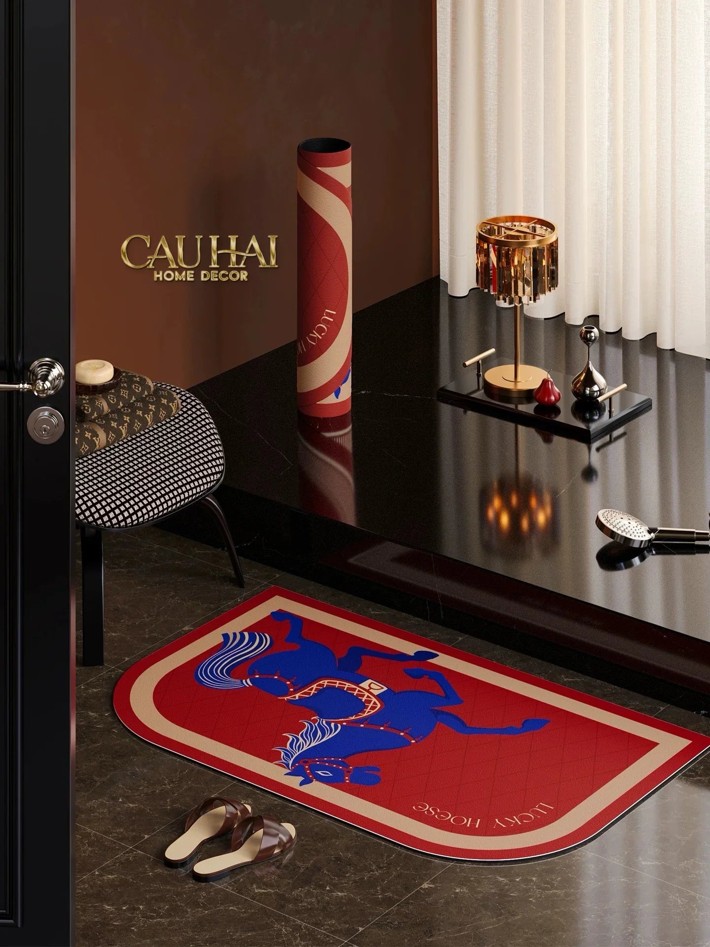 Thảm Cửa / Bathroom Micro-Nappa Gen8 45x90 Ngựa Xanh Hoàng Gia - Crimson Royal Cheval-CẬU HAI HOME DECOR