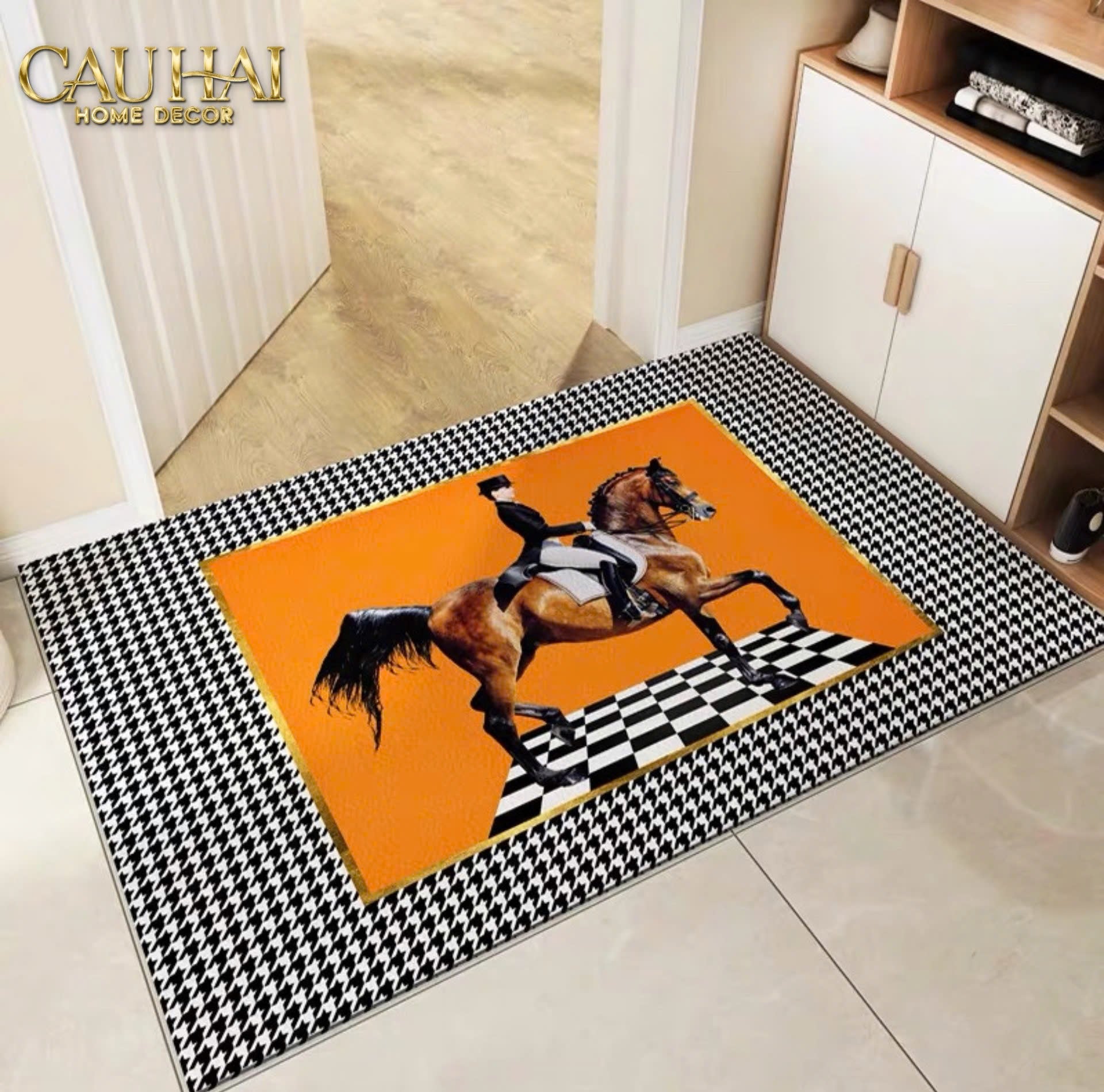 THẢM CỬA DA 100X120 - HOUND OB HORSE MAN - CẬU HAI HOME DECOR