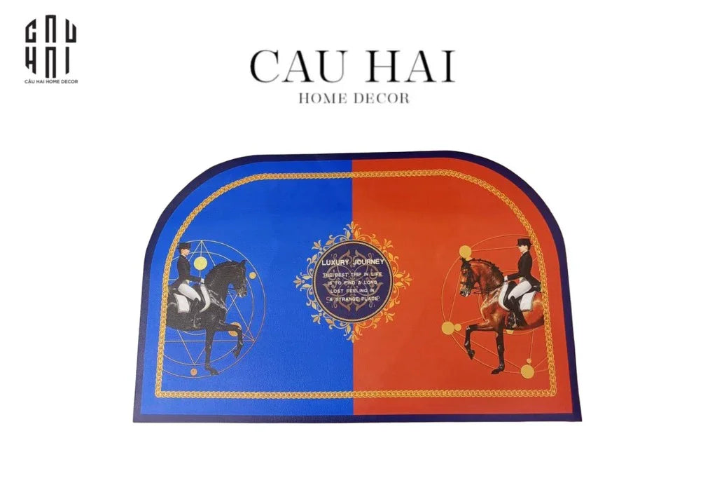 THẢM CỬA DA 50x80 - OVAL OB HORSEMAN - CẬU HAI HOME DECOR