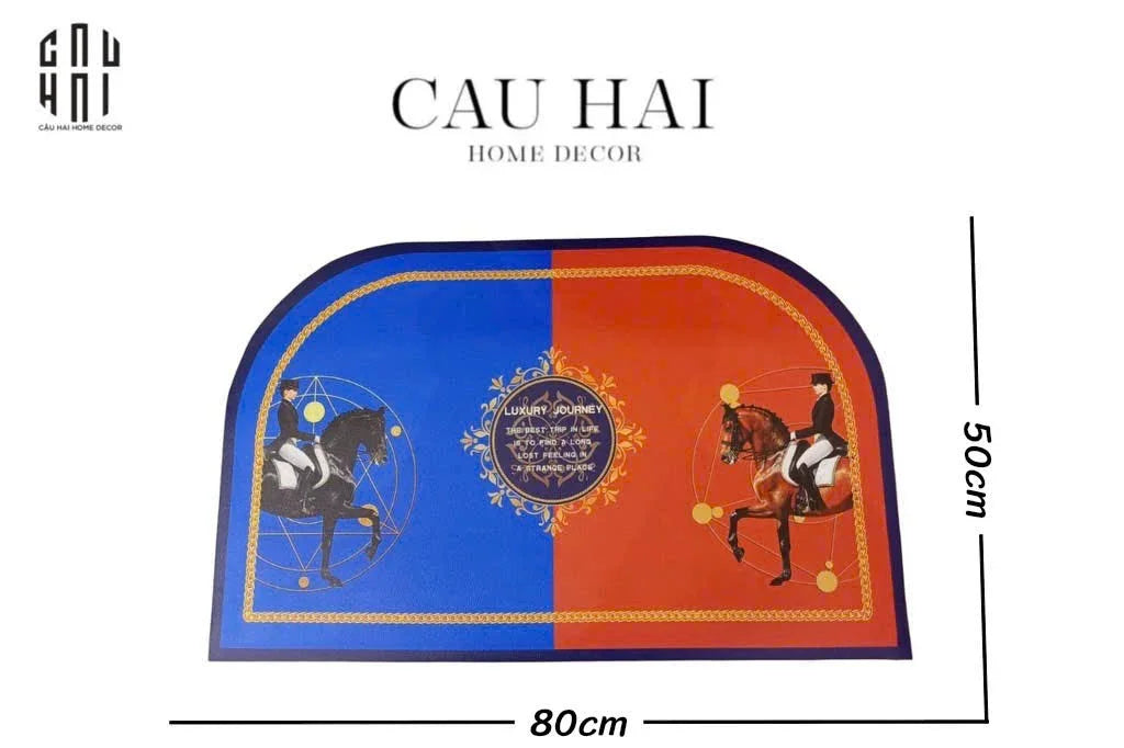 THẢM CỬA DA 50x80 - OVAL OB HORSEMAN - CẬU HAI HOME DECOR