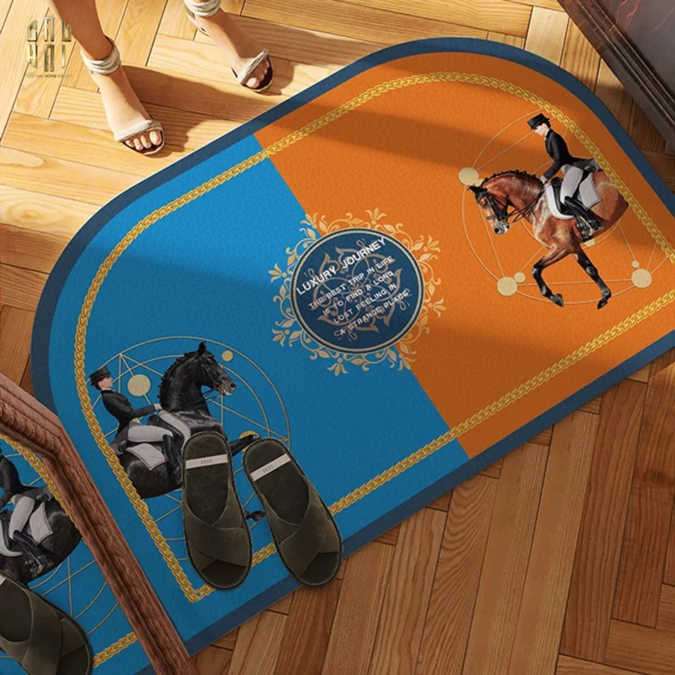 THẢM CỬA DA 50x80 - OVAL OB HORSEMAN - CẬU HAI HOME DECOR