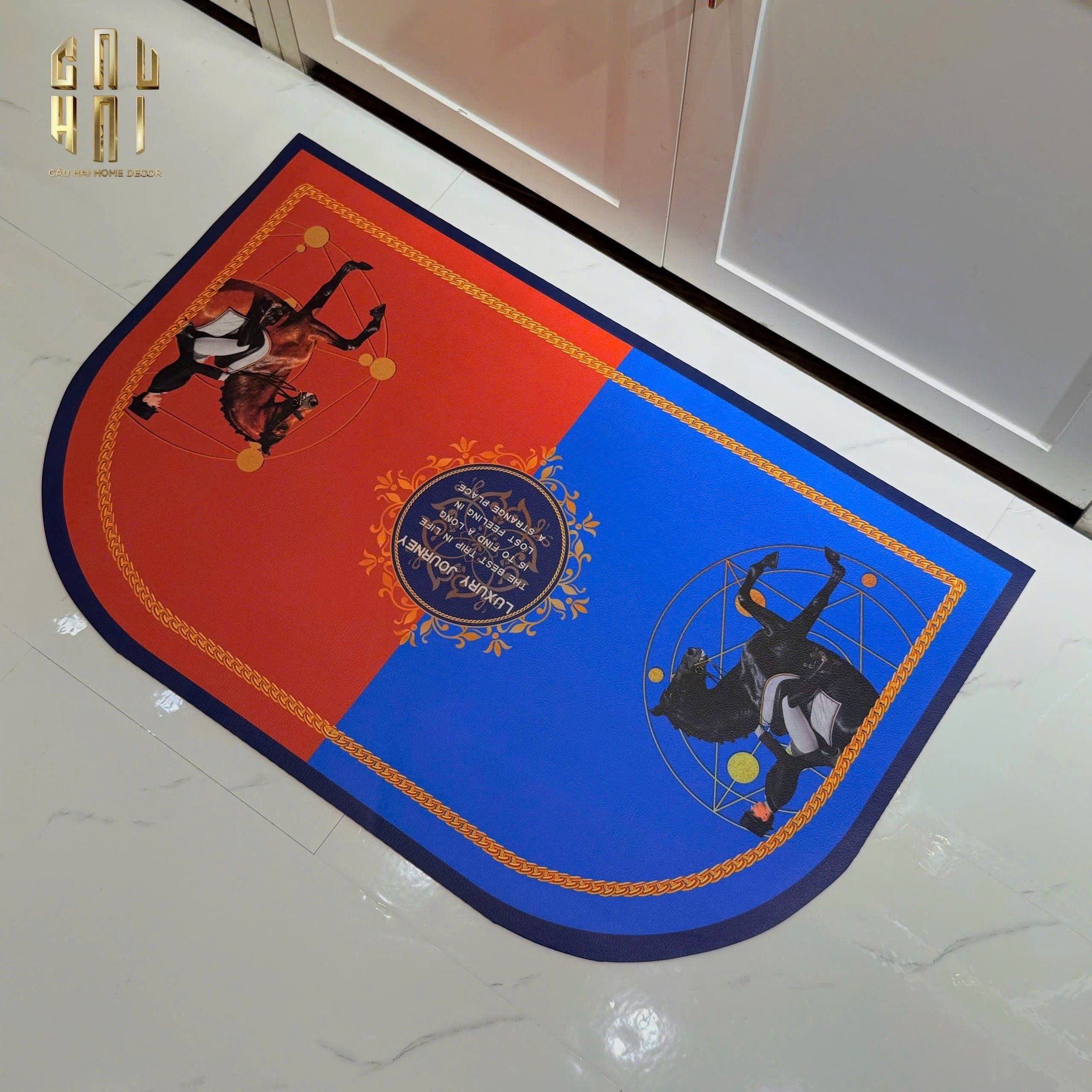 THẢM CỬA DA 50x80 - OVAL OB HORSEMAN - CẬU HAI HOME DECOR