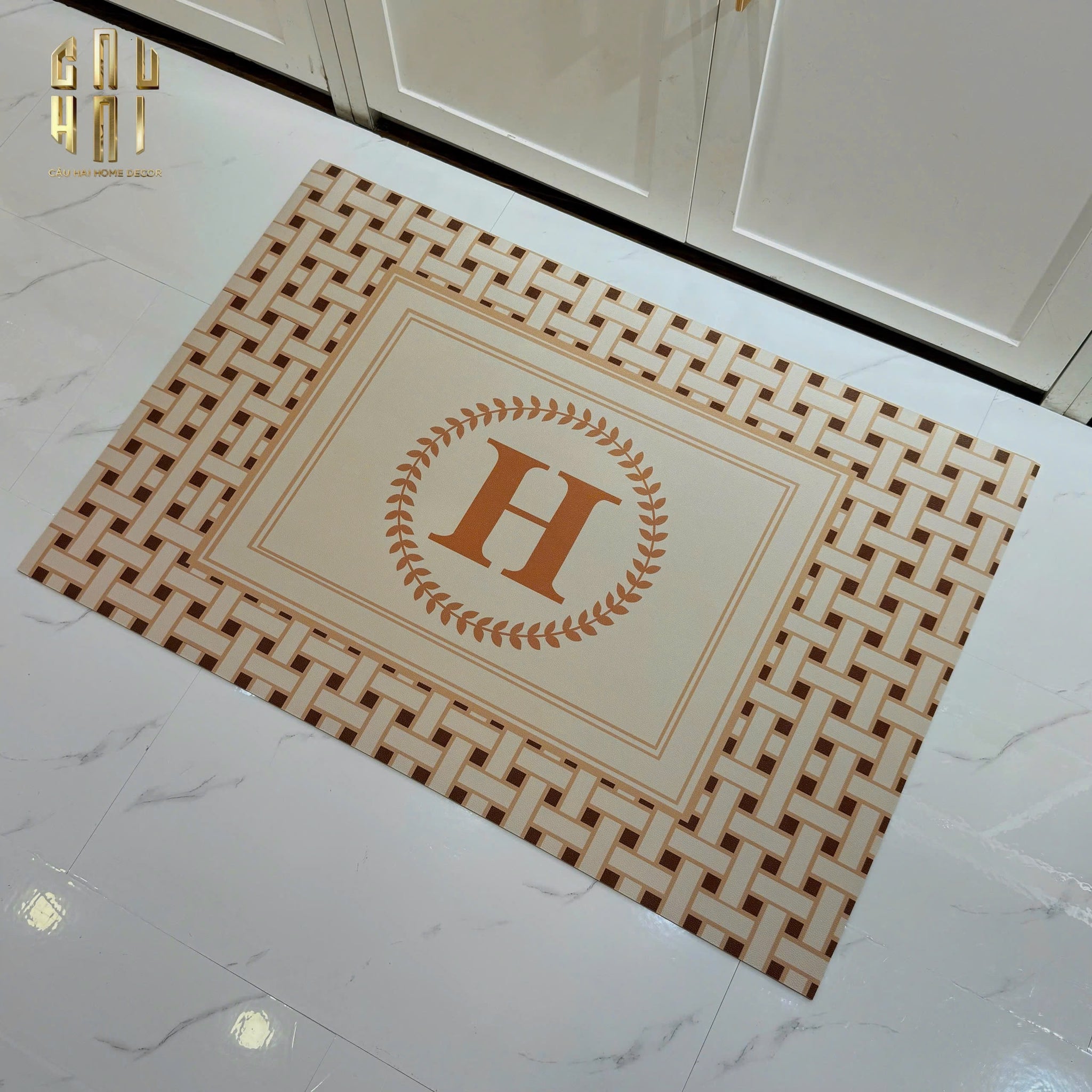 THẢM CỬA DA 60X90 - ICONIC BEIGE HELIOS DOOR MAT-CẬU HAI HOME DECOR