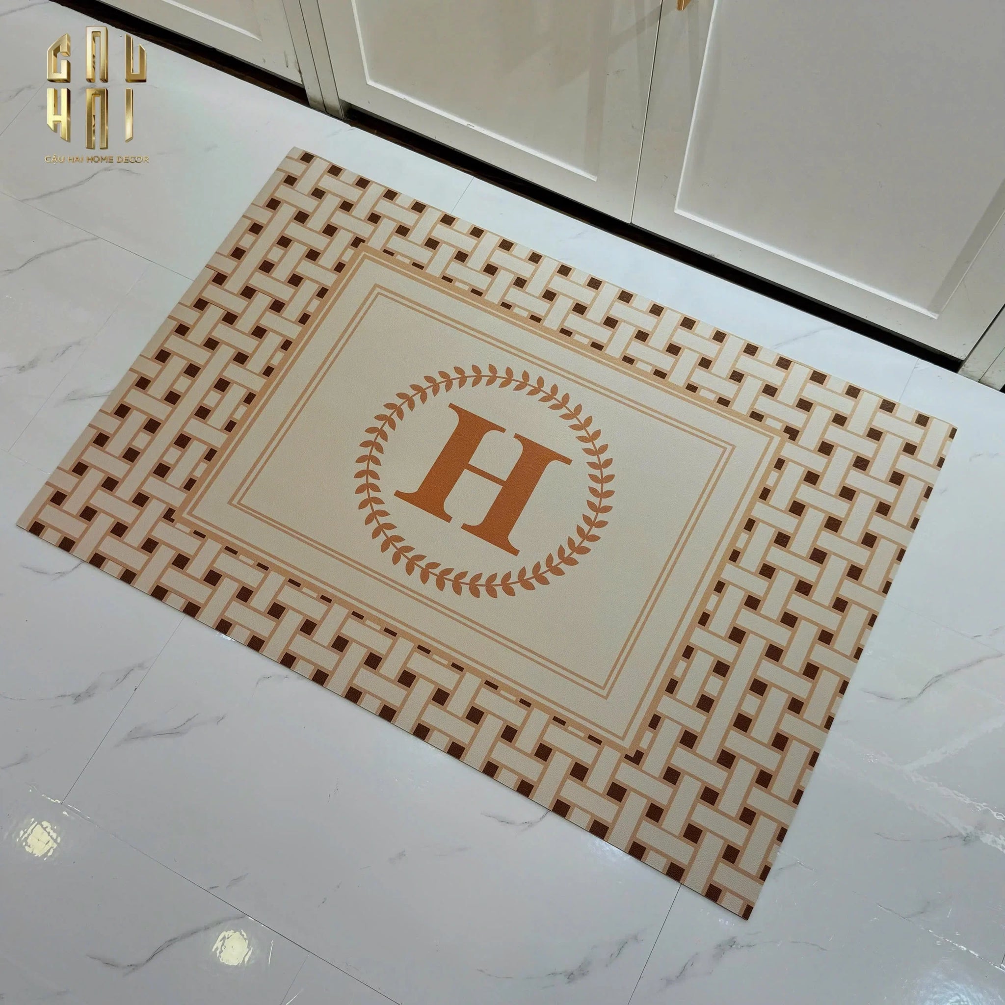 Thảm Cửa Da 60X90 - Iconic Beige Helios Door Mat-CẬU HAI HOME DECOR